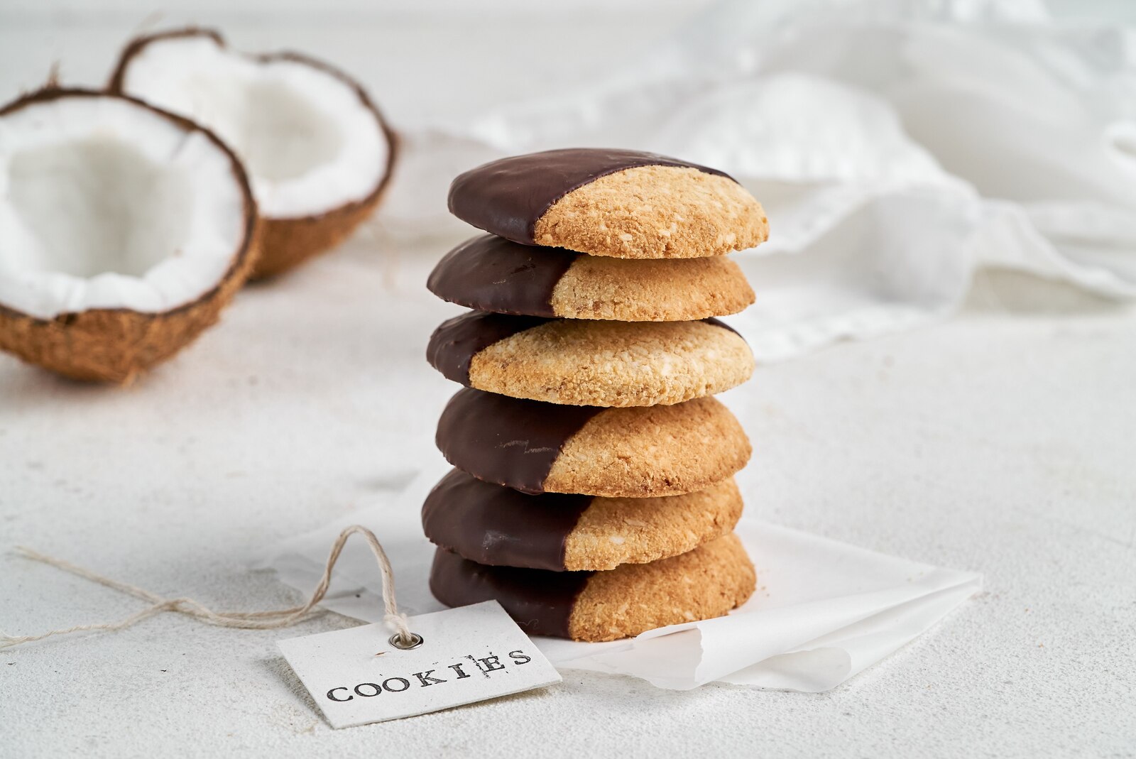 Coconut keto-cookies with chocolate icing - sugarless and gluten-free