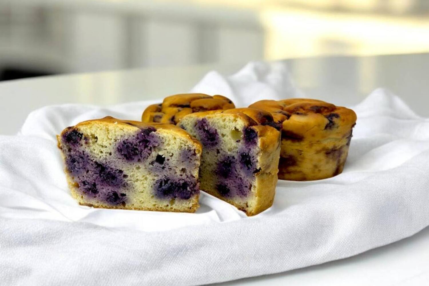 Blueberry keto muffin, sugarless and gluten-free